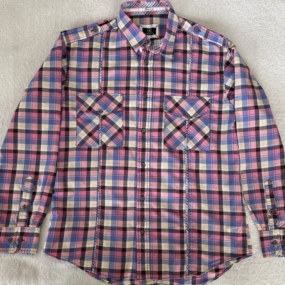 Bugatchi Multicolor Plaid Casual Shirt